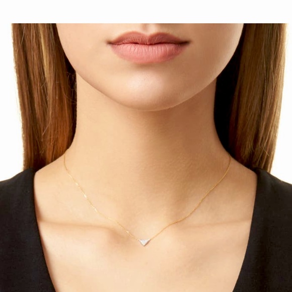 DANA REBECCA TRIANGLE DIAMOND NECKLACE W/ 14 K YELLOW GOLD EXCELLENT CONDITION - Picture 3 of 8